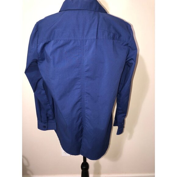 Denim & Co Womens Size S Top Button Front Long Sleeve Top Pocket Blue Tunic - Picture 4 of 9